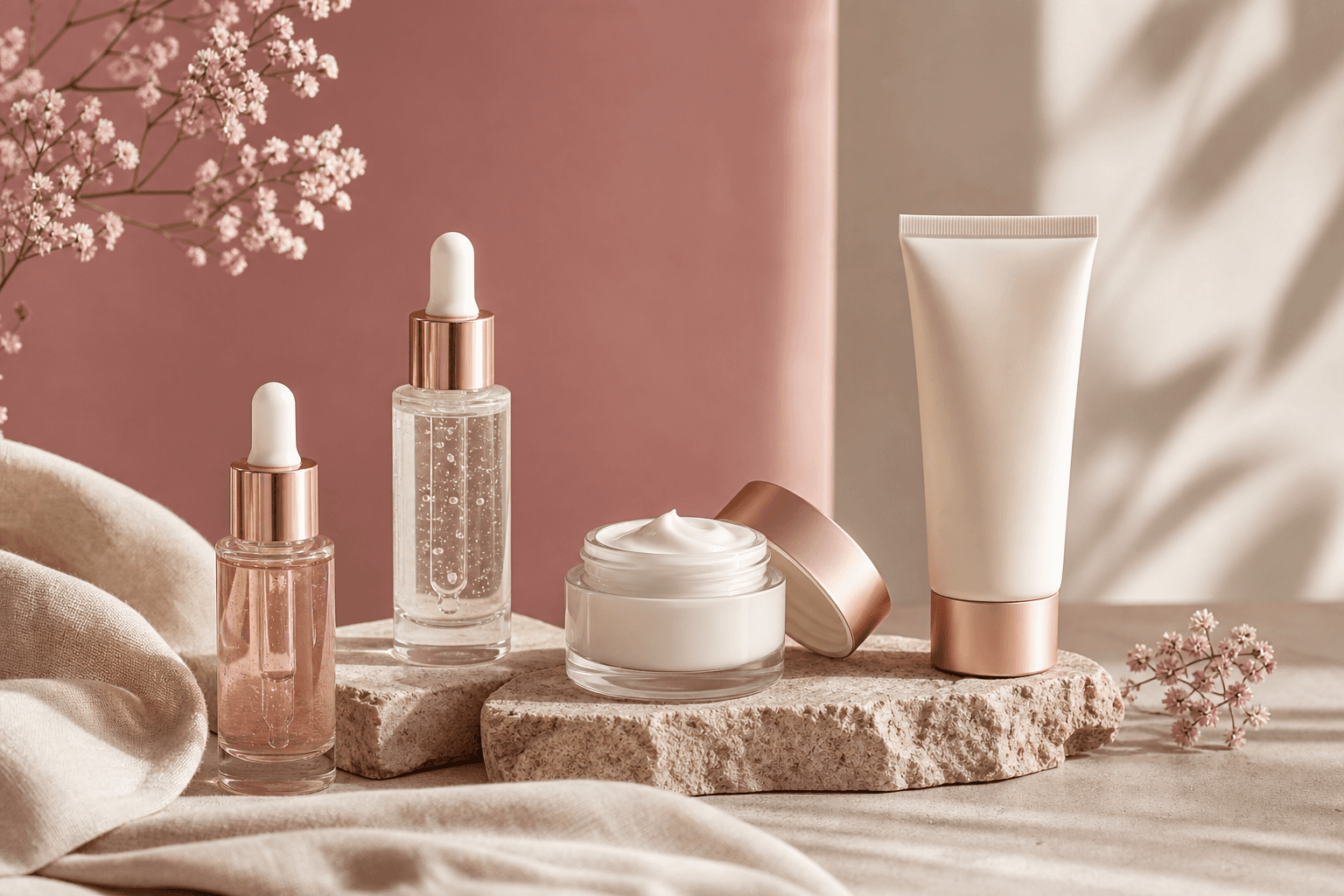Skincare products still life